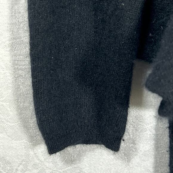 Vintage Sweater Dress 4 PETITE Black Ruffle Lace Lambswool Angora Ambria - Picture 5 of 12